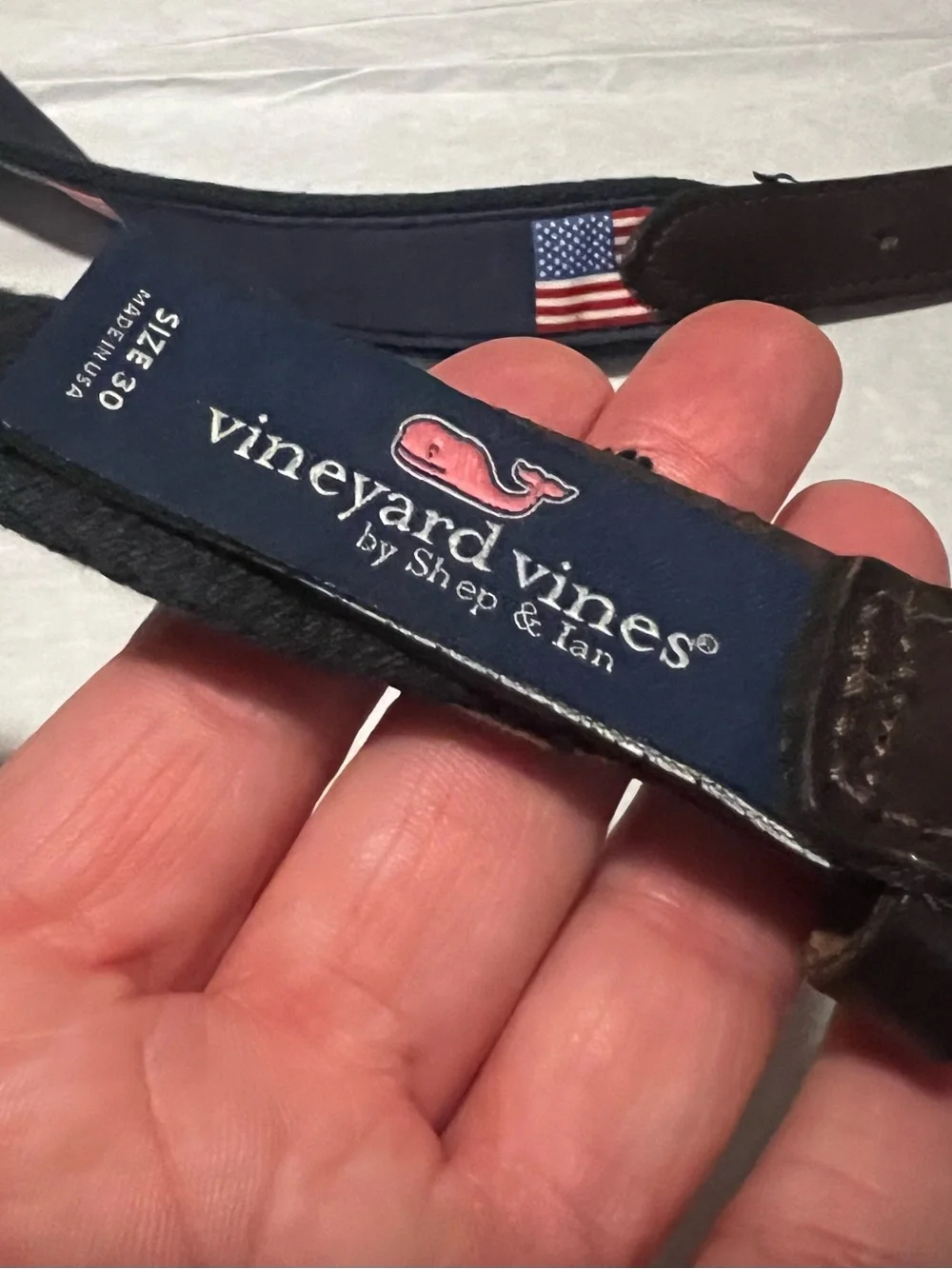 Vineyard Vines American Flags Canvas Club Belt, size 30